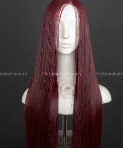 26'' Burgundy Blunt cut Bone Straight Wig
