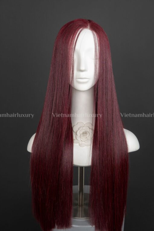 26'' Burgundy Blunt cut Bone Straight Wig