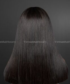 Alternative view of 16'' mixed length bone straight blunt cut fringe Wig
