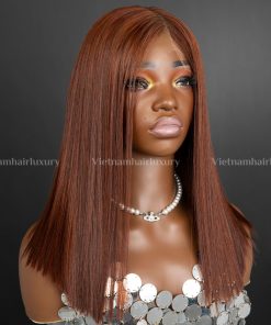 14'' copper brown blunt cut 13x6 HD frontal Wig
