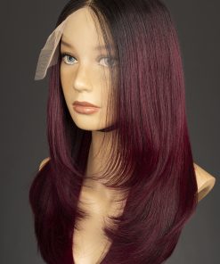 Alternative view of 16'' wine colored bone straight layer bob Wig