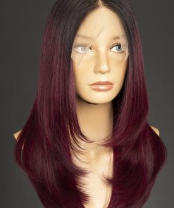 16'' wine colored bone straight layer bob Wig