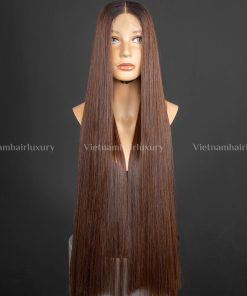 30'' 400g brown bone straight blunt cut Wig
