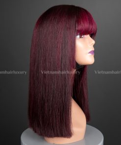 16'' fringe blunt cut burgundy bone straight Wig