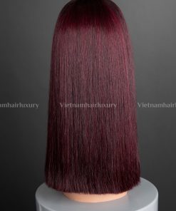 Alternative view of 16'' fringe blunt cut burgundy bone straight Wig