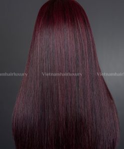 Alternative view of 16'' wine colored bone straight blunt cut Wig