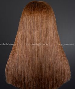 Alternative view of 16'' brown bone straight blunt cut Wig