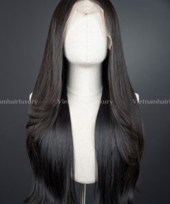 Alternative view of 26'' layered cut blunt tip 13x6 Frontal Wig