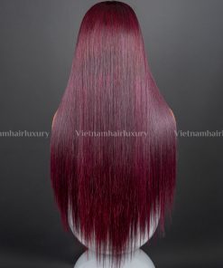 Alternative view of 24'' burgundy double-drawn bone straight Wig
