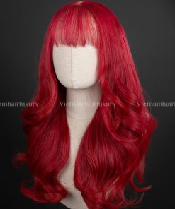 22'' styled wavy Crimson red fringe Wig