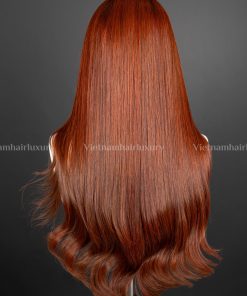 Alternative view of 24'' copper brown light wavy tip Wig