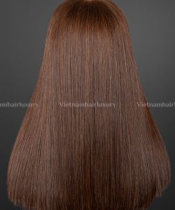 Alternative view of 14'' brown bone straight fringe blunt cut Wig