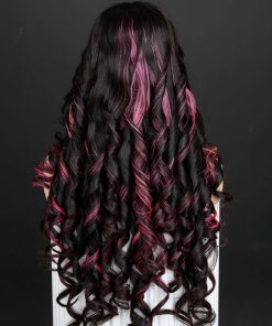 Alternative view of 28'' pink highlight wavy Wig