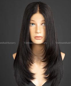 Alternative view of 16'' mixed length layered cut bob Wig