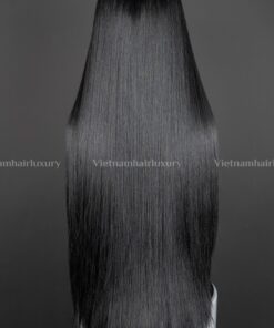 Alternative view of 24'' jet black bone straight fringe Double drawn Wig