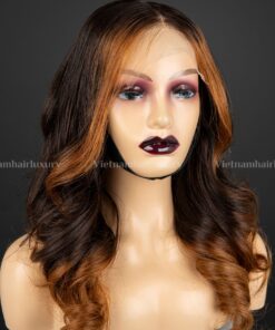 16'' brown highlight wavy Single-donor Wig