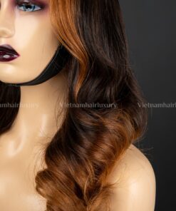 Alternative view of 16'' brown highlight wavy Single-donor Wig