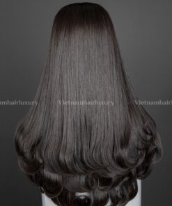 Alternative view of 18'' blunt tip bone straight Silkbase Wig