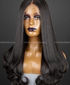 18'' blunt tip bone straight Silkbase Wig