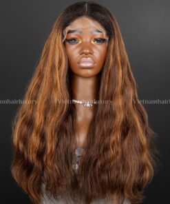 20'' piano colored natural wavy Wig with 4C hairline