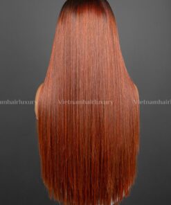 Alternative view of 24'' bone straight copper brown Double-drawn Wig