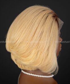 Alternative view of 6'' blonde pixie cut frontal Wig