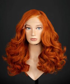 Alternative view of 16'' orange wavy C-part closure Wig