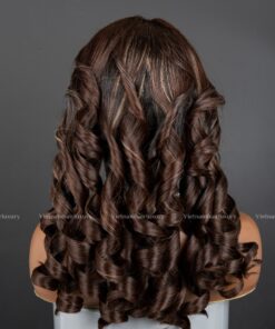 Alternative view of 18'' brown wavy with blonde highlight Wig