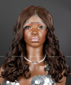 18'' brown wavy with blonde highlight Wig
