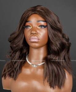 14'' brown wavy Double-drawn HALF WIG