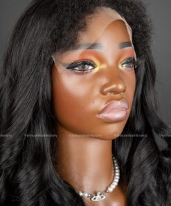 Alternative view of 18'' wavy closure Wig with 4C hairline