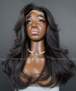 Alternative view of 16'' yaki layered wavy Wig