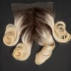 Blonde with dark roots Wavy Single-donor 5x5 transparent Closure