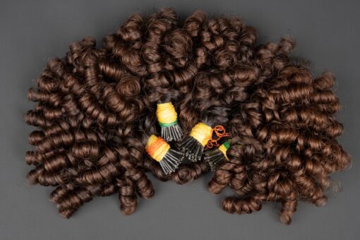 Brown Spring curly I-tip Hair Extensions