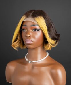 10'' blonde highlight brown hair bob layered Wig
