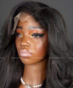 Alternative view of 16'' yaki wavy layer with 4C hairline Wig