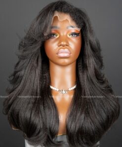 16'' yaki wavy layer with 4C hairline Wig