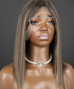 Alternative view of 18'' mix silver bone straight Jewish Wig