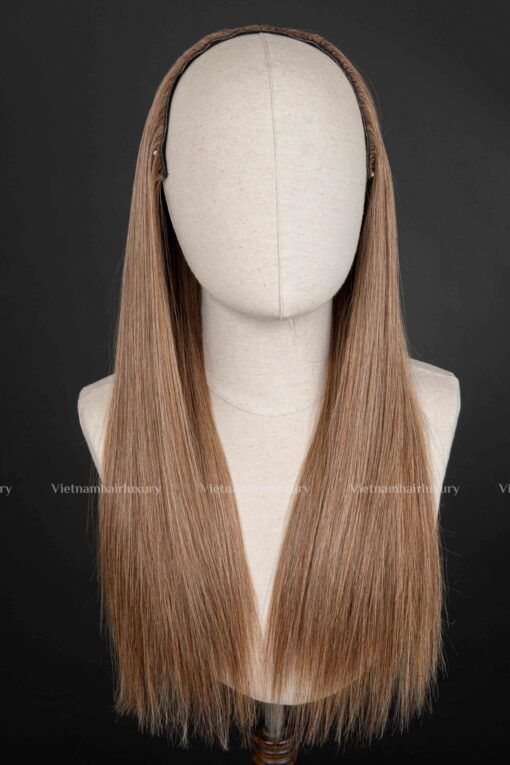 18'' brown bone straight 3/4 Half Wig