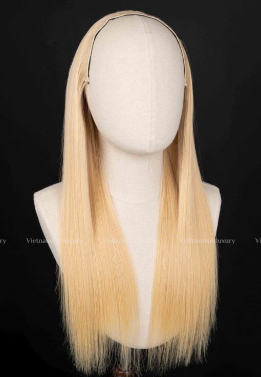 18'' blonde bone straight 3/4 Half Wig