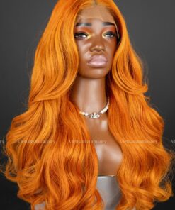 22'' orange wavy closure Wig