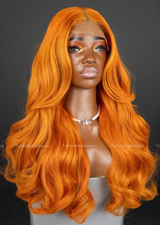 22'' orange wavy closure Wig