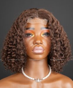 10'' brown Eurasian curly Double drawn Wig